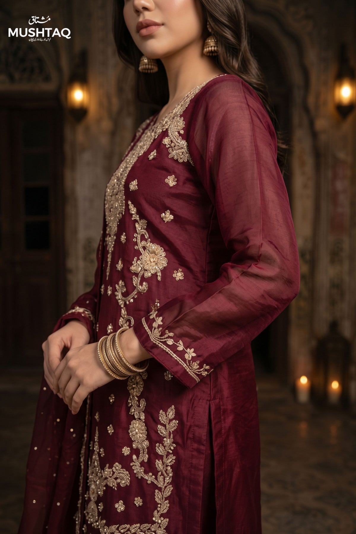 DEH-03 Party Wear by MCS Unstitched Handmade Sheesha Silk Shirt