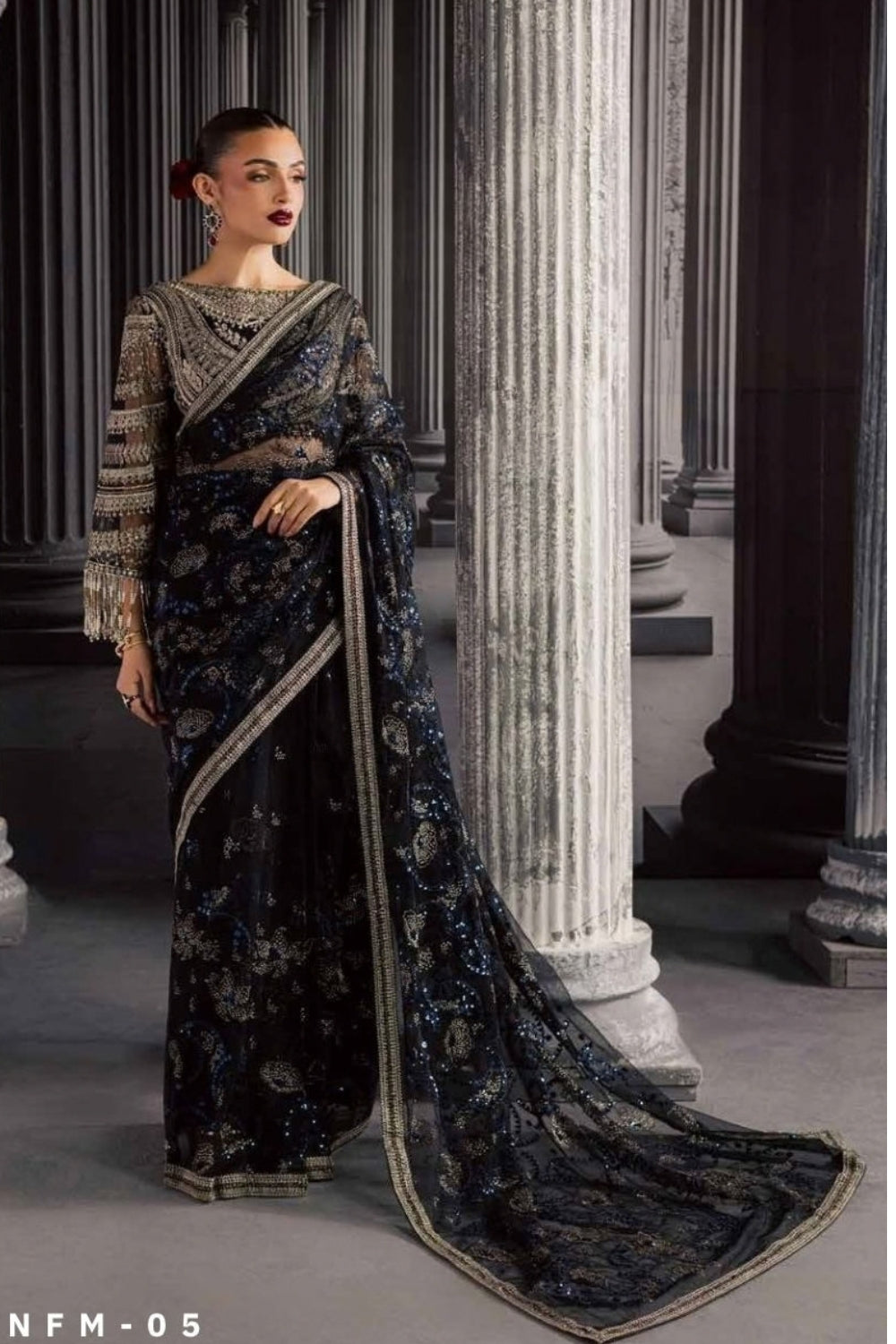 Nureh Muse 3 Piece Unstitched Embroidered Net Suit NFM-05