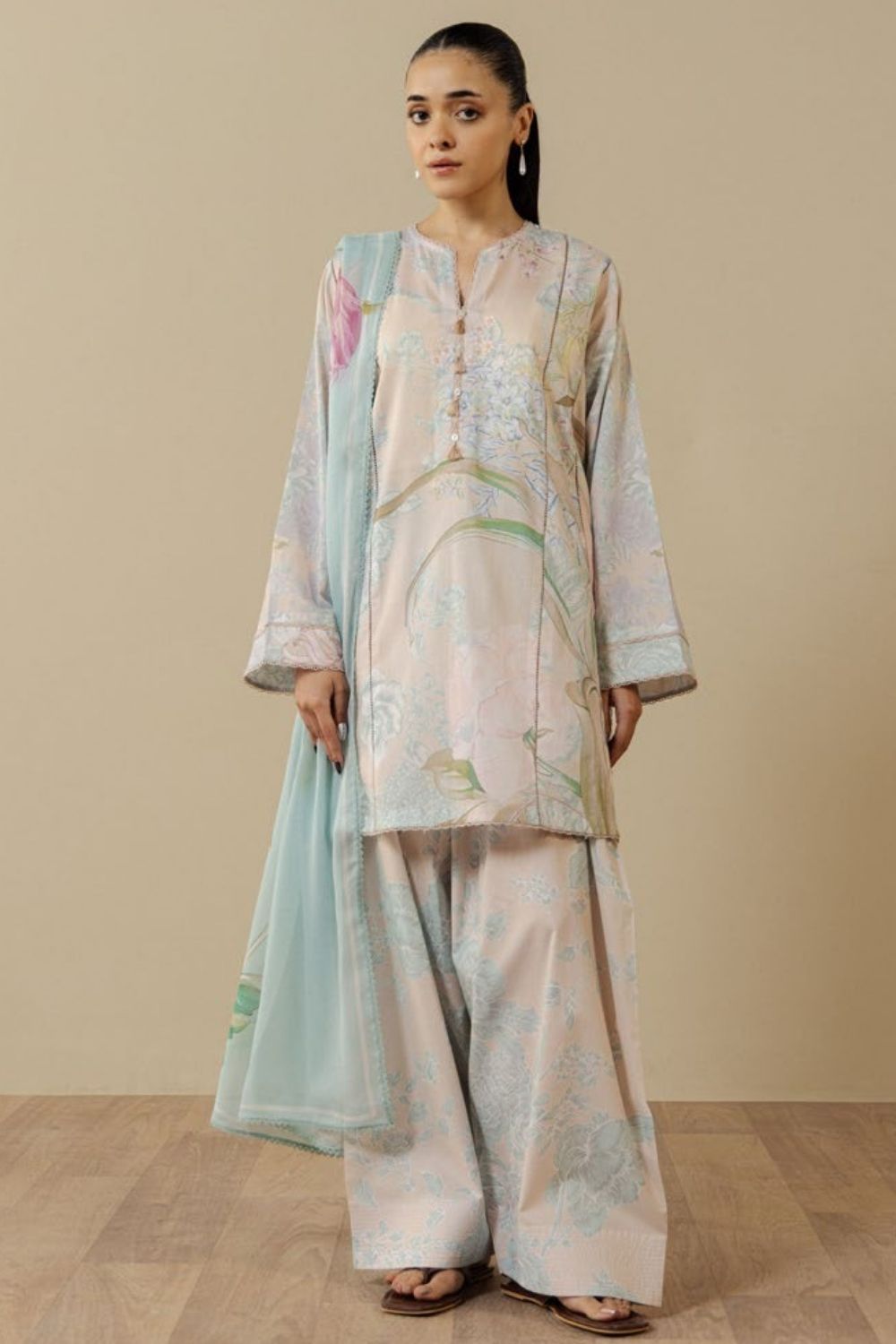 Zara Shahjahan 3 Pc Unstitched Printed Lawn Suit Fiora-2B