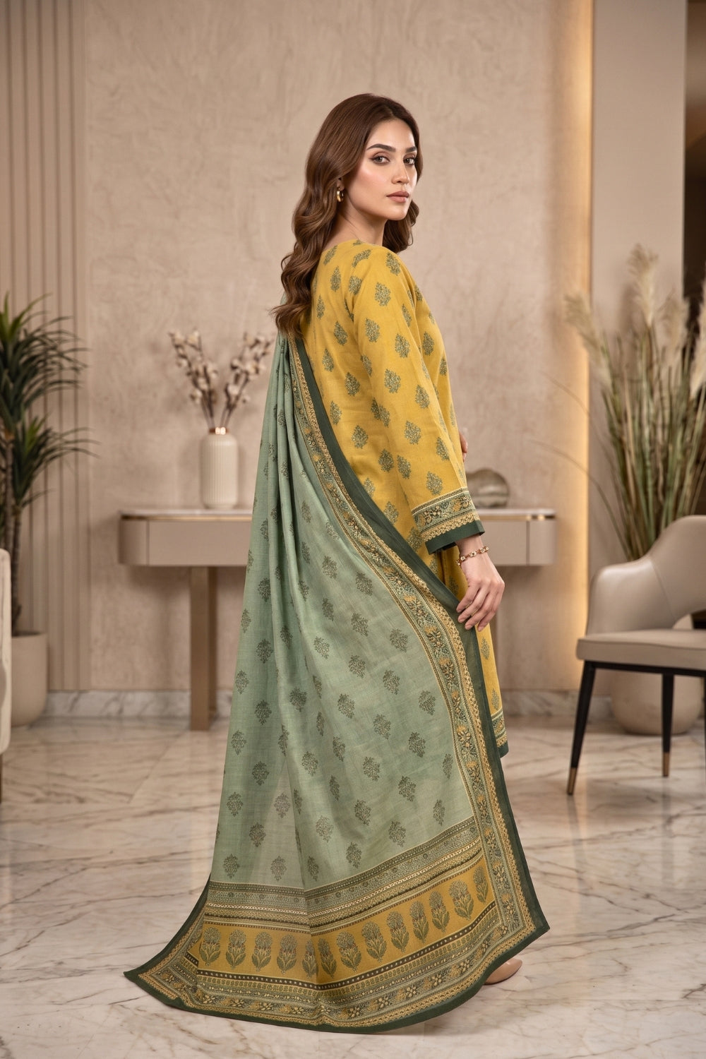 Mushtaq 3Pcs Unstitched Printed Khaddar Desgin - 3