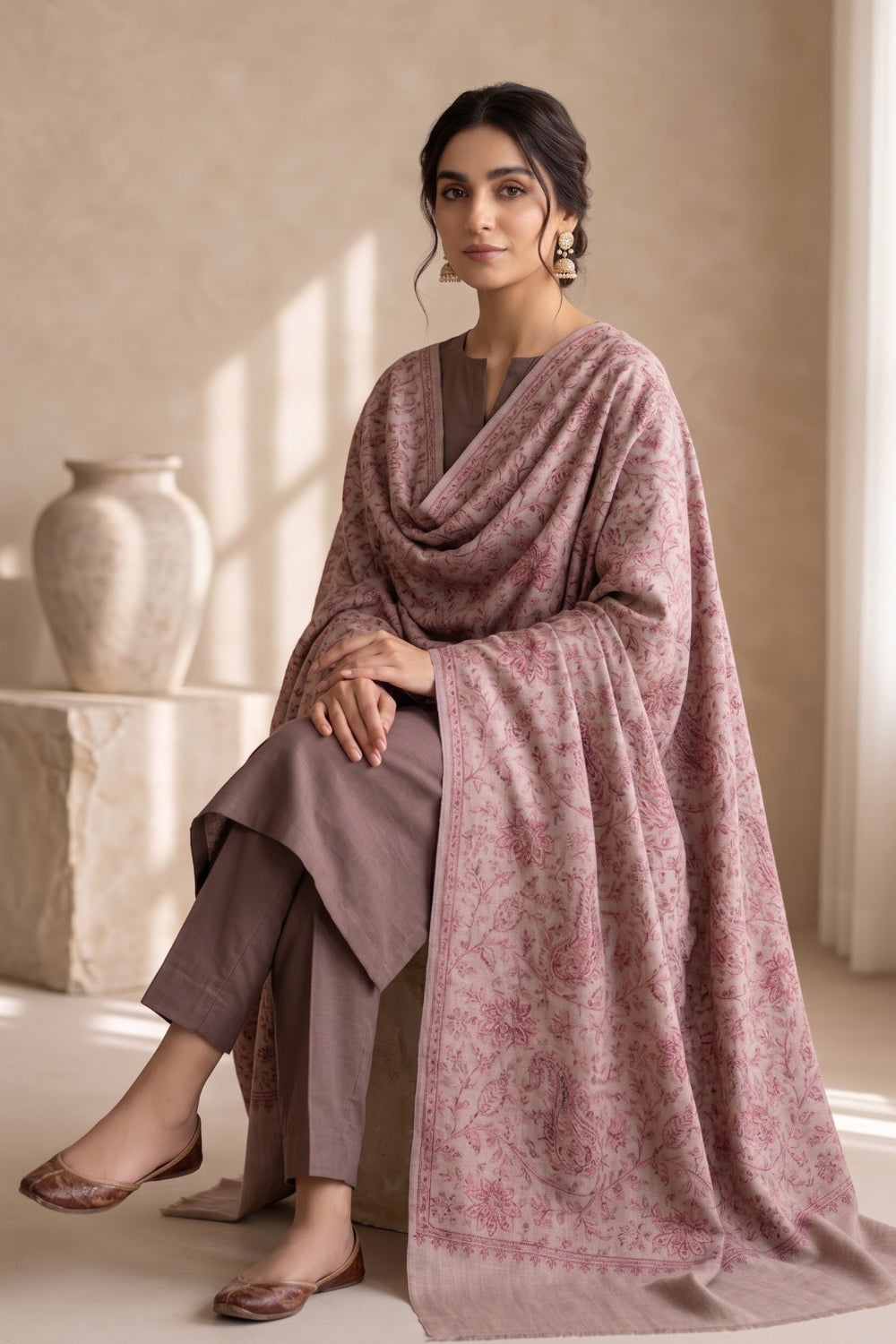 Winter Pashmina Embroidery Shawl Desgin - 4