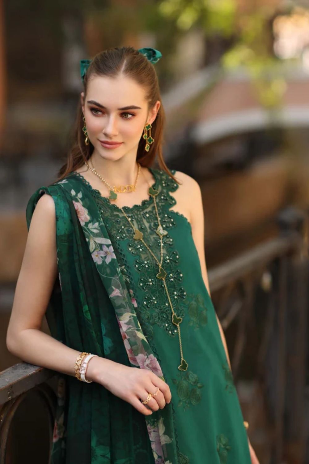 Noor By Saadia Asad Embroidered Lawn Suits Unstitched 3 Piece Luxury Collection D2 - B - Sage Green