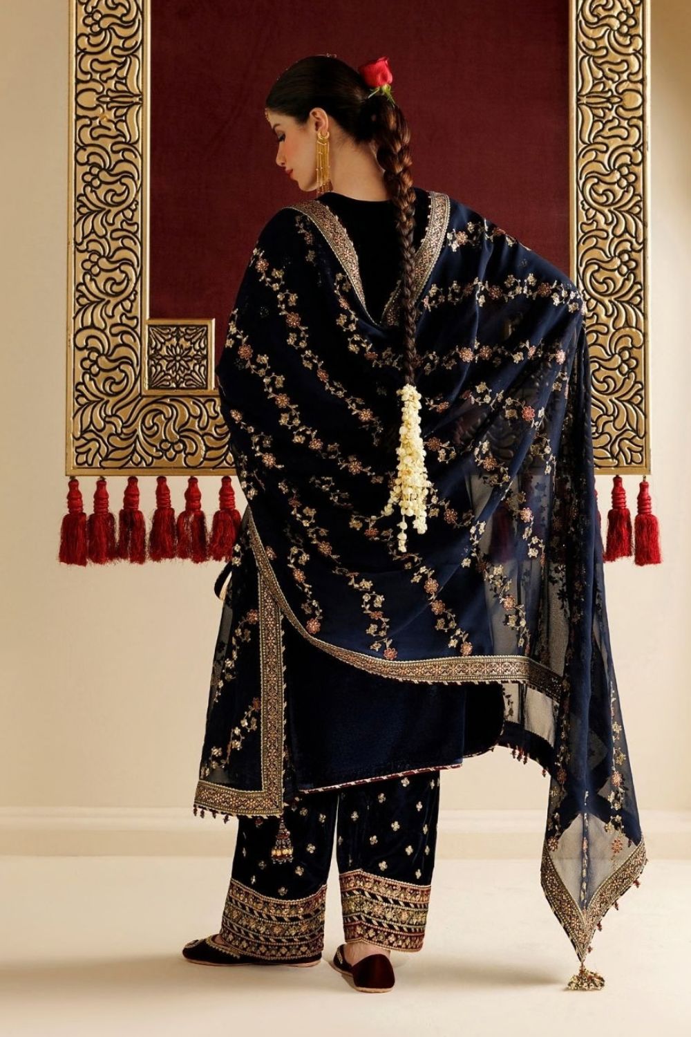 Jazmin Chandni 3 Piece Unstitched Embroidered Velvet Suit CVF26-D11
