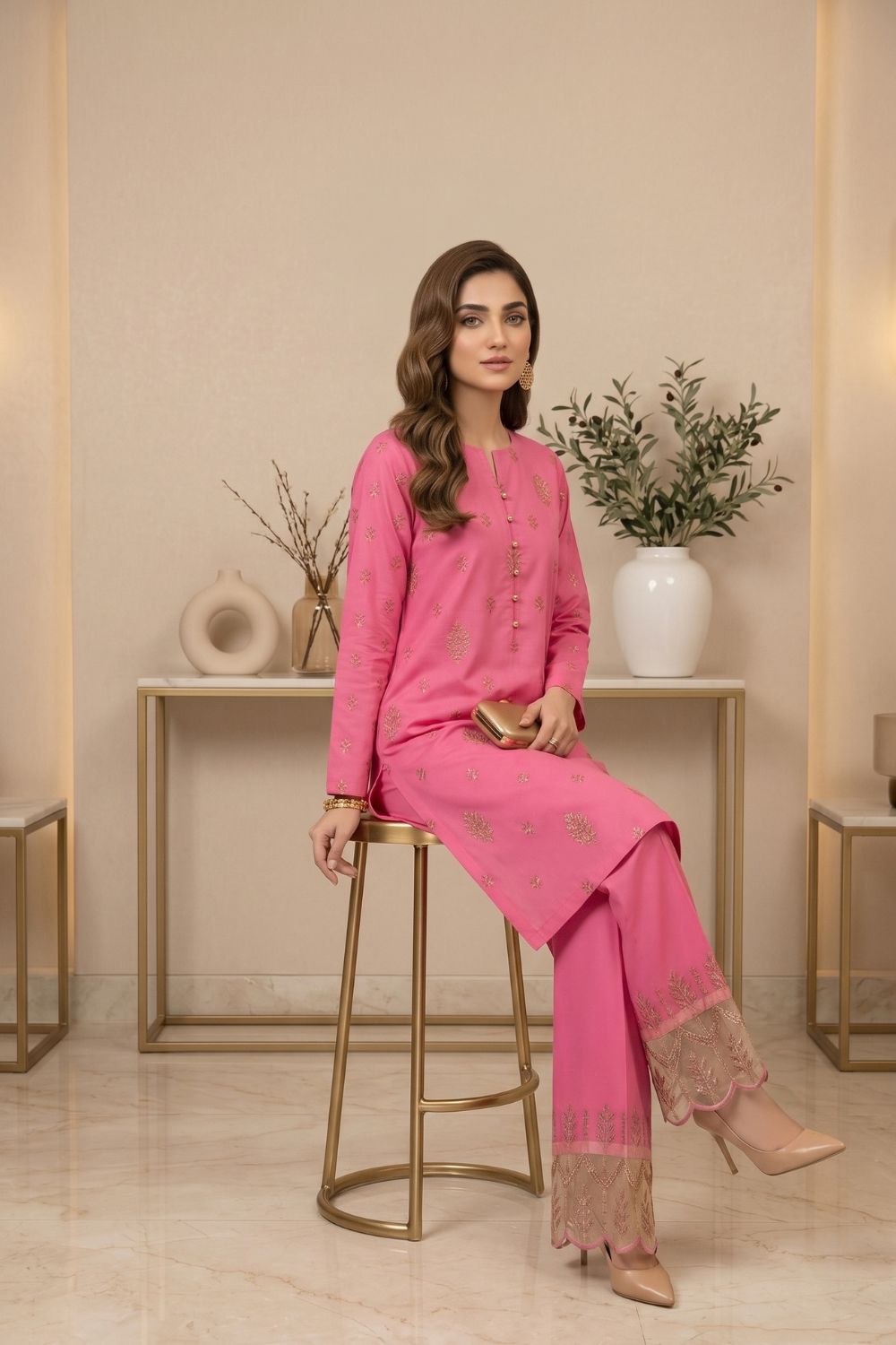 Mushtaq 2Pcs Unstitched Embroidered Marina Aroosa Collection Desgin - 4