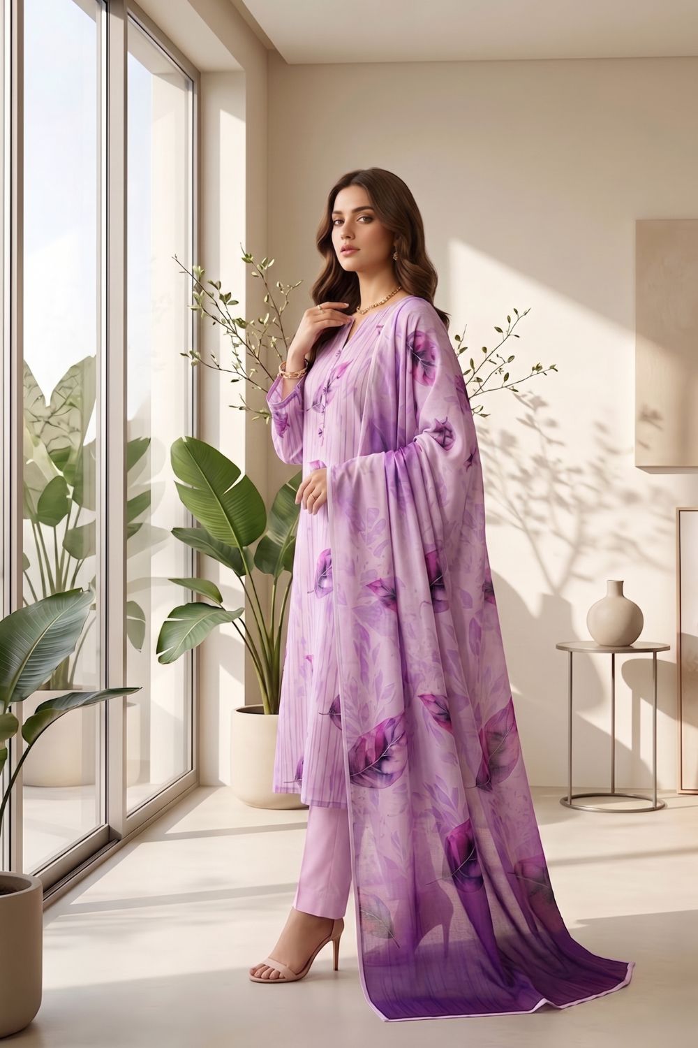 Mushtaq 3Pcs Unstitched Printed Lawn Suit Hamraah Collection Desgin - 4
