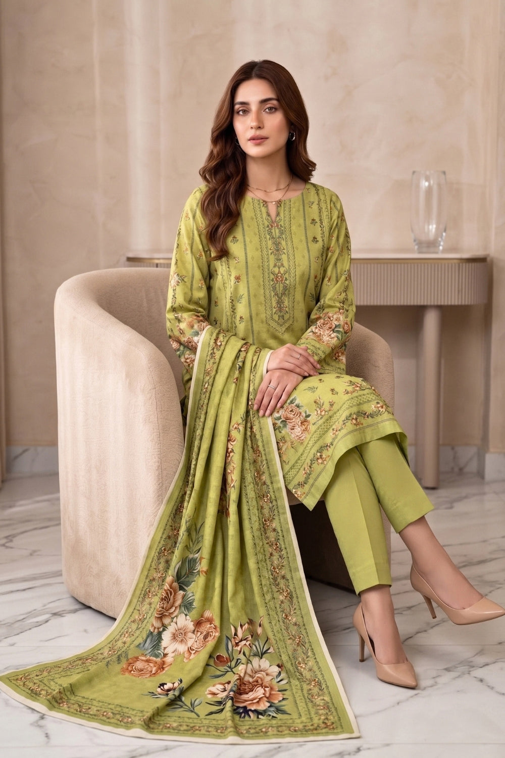 Mushtaq 3Pcs Unstitched Printed Linen Collection Desgin - 3
