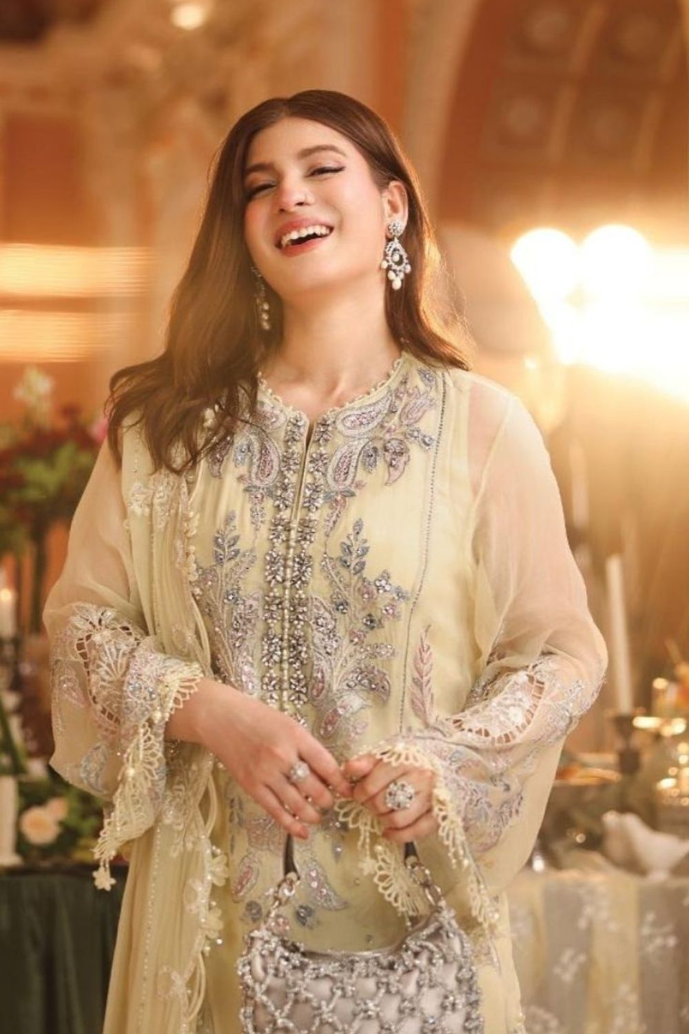 Maria B Royale Tea Affair 3 Piece Unstitched Embroidered Luxury Chiffon Suit MPC-26-208-Pastle Sunshine