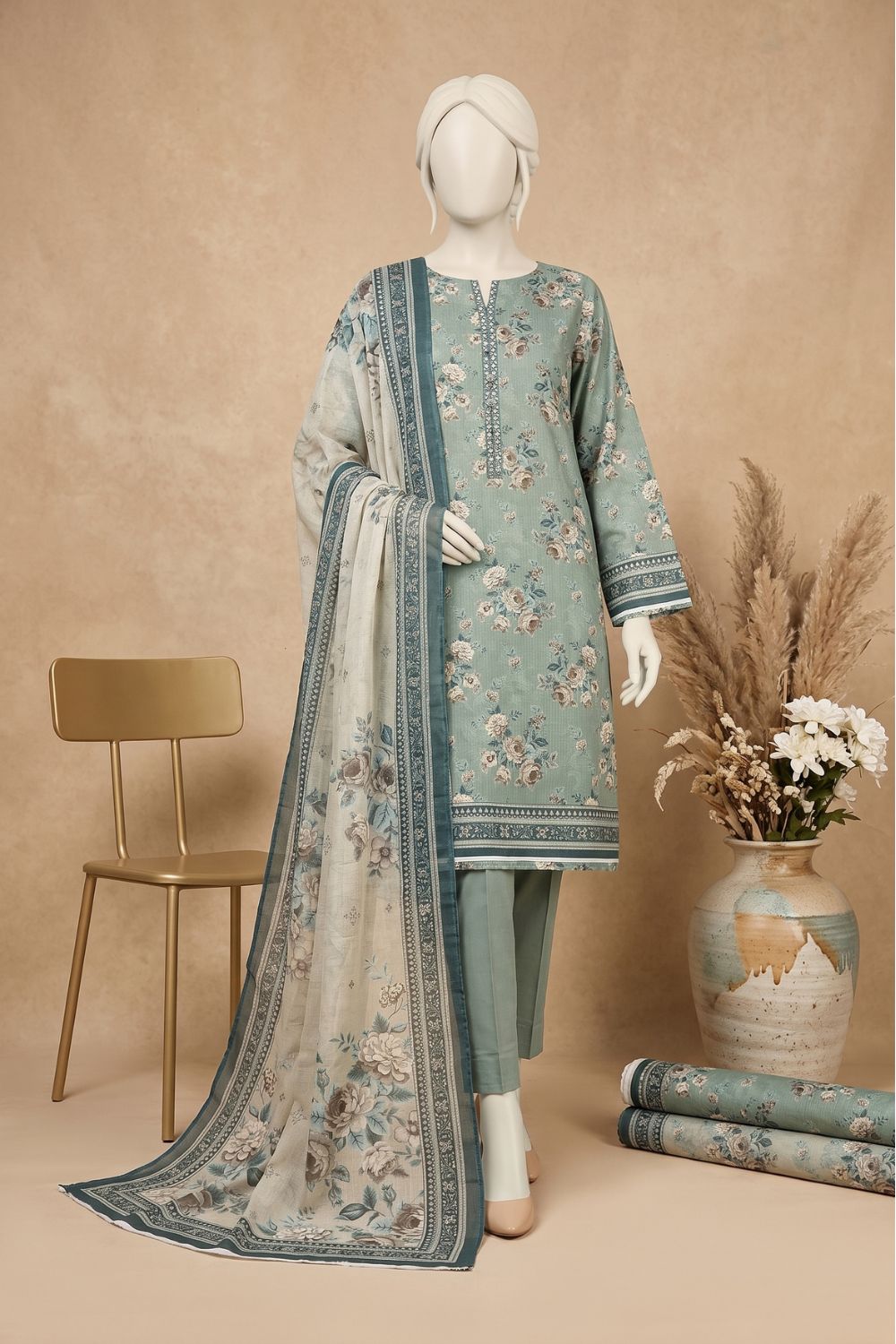 Mushtaq 3Pcs Unstitched Printed Lawn Collection Desgin - 8