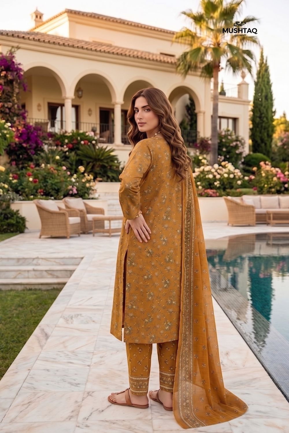 Mushtaq 3Pcs Unstitched Printed Lawn Alizy Collection Desgin - 3
