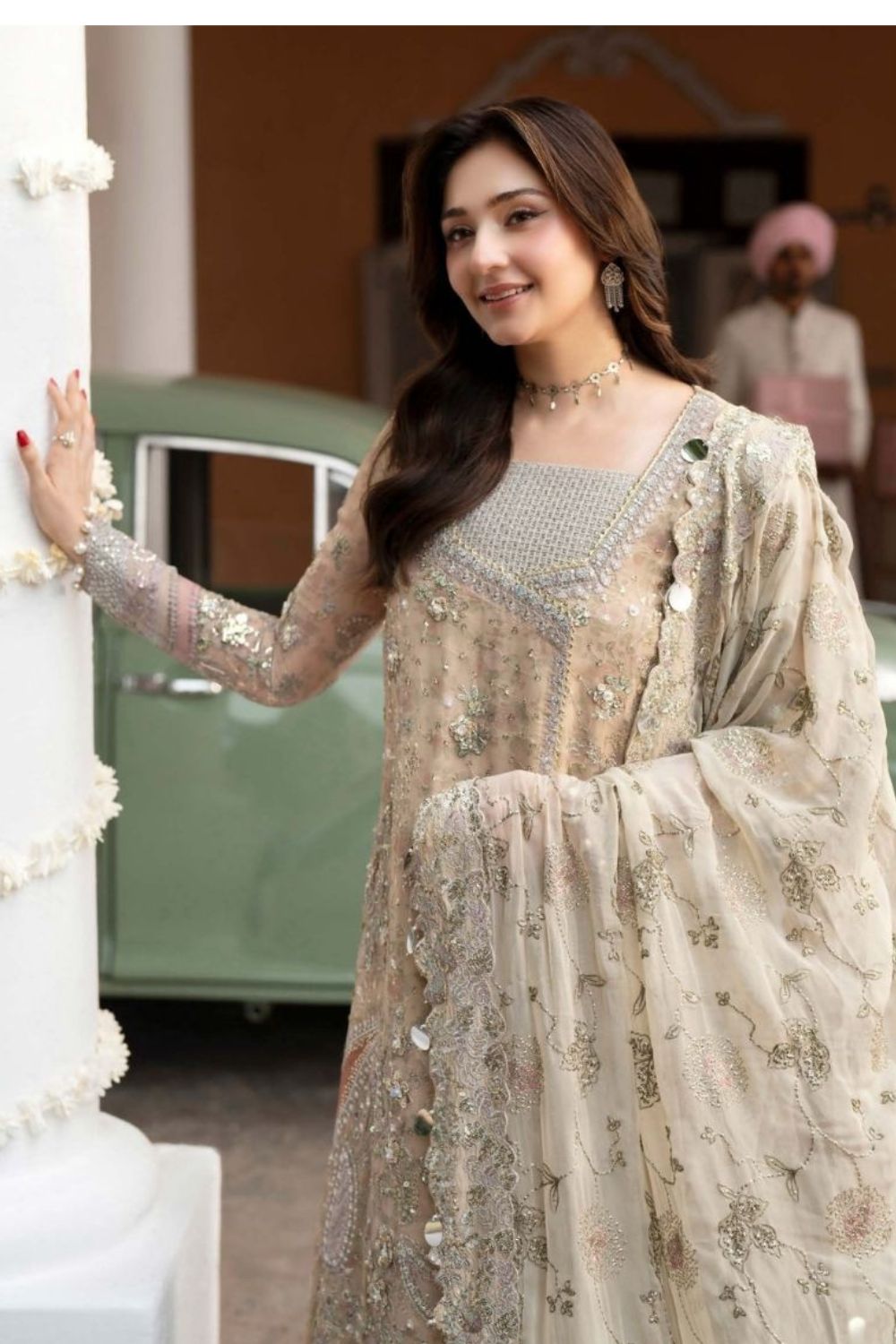 Nureh Johoomro 3 Piece Unstitched Embroidered Luxury Chiffon Suit NL-96 Izel