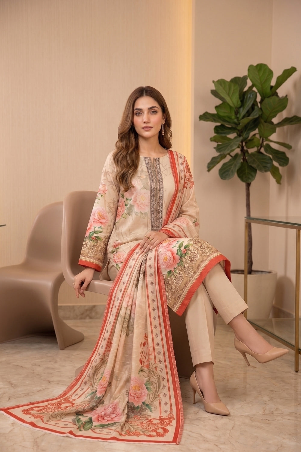 Mushtaq 3Pcs Unstitched Marya Premium Linen Desgin - 4