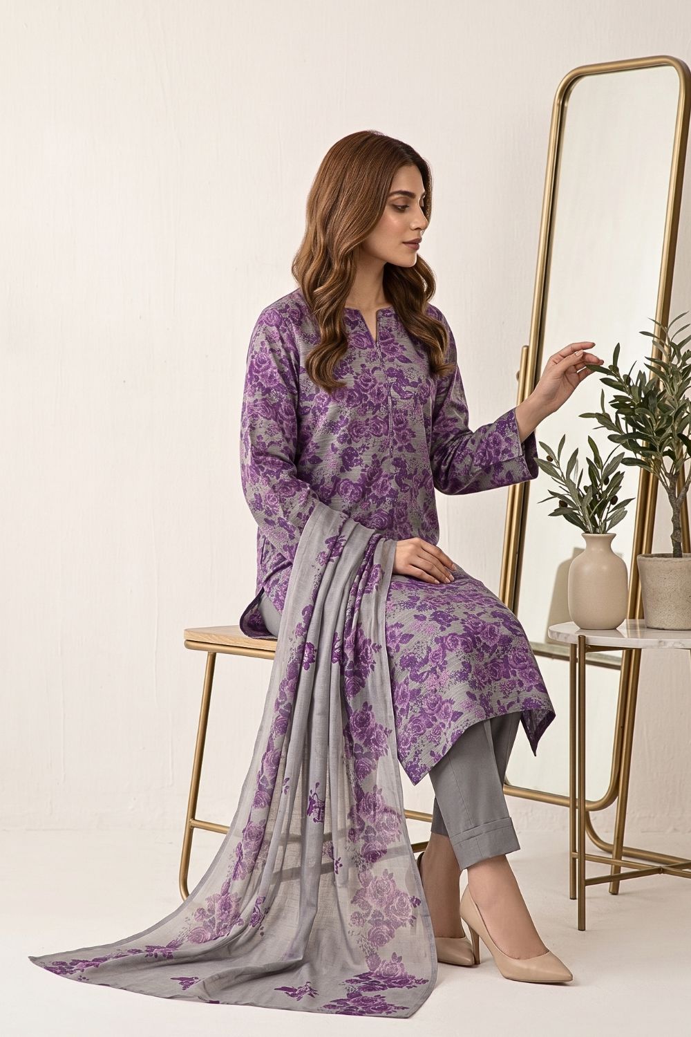 Mushtaq 3Pcs Unstitched Printed Lawn Suit Shanoor Collection Desgin - 3