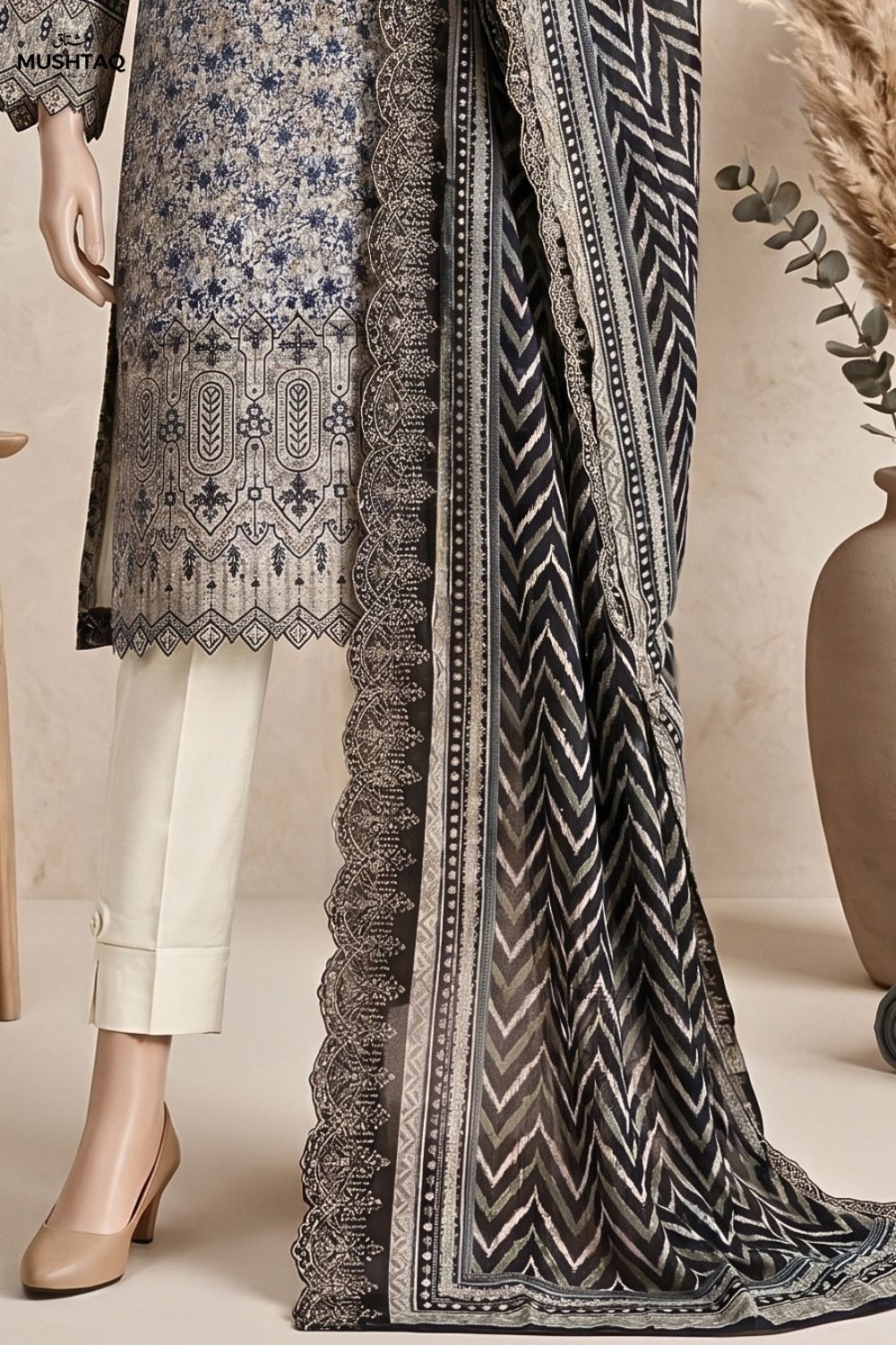 Mushtaq Dastaan Collection 3Pcs Unstitched Embroidered Lawn Desgin - 5