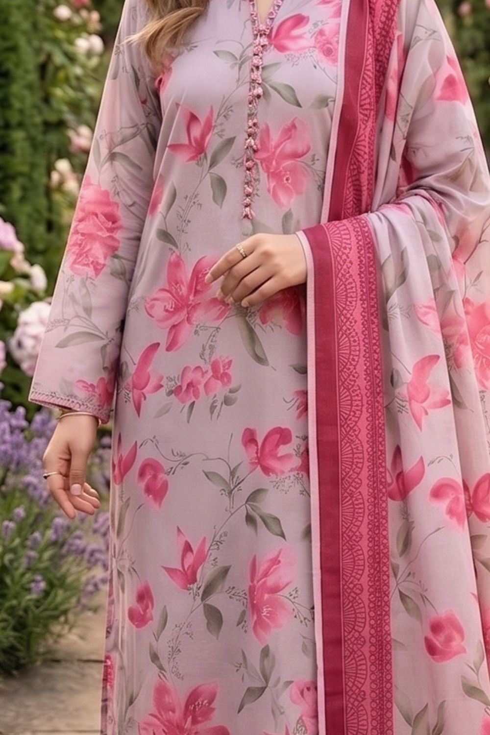 Mushtaq 3Pcs Unstitched Printed Lawn Suit Emaan Collection Desgin - 3
