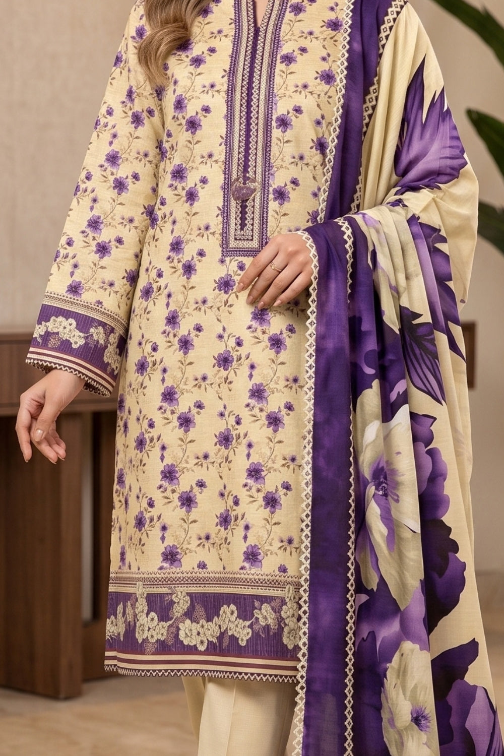 Mushtaq 3Pcs Unstitched Printed Khaddar Zarposh Collection Desgin - 3