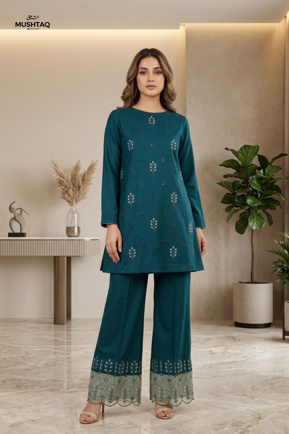 Mushtaq 2Pcs Unstitched Embroidered Marina Aroosa Collection Desgin - 5
