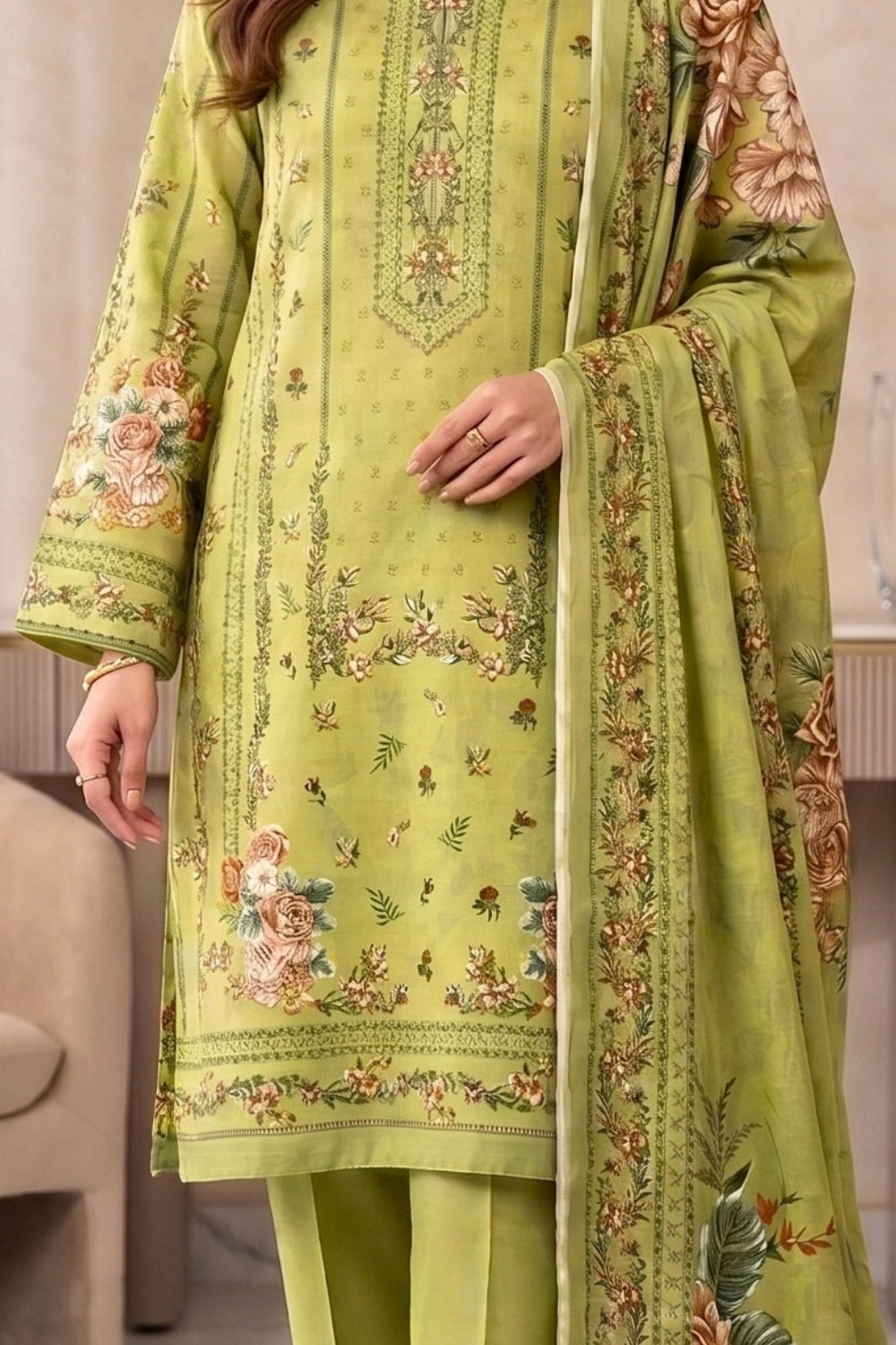 Mushtaq 3Pcs Unstitched Printed Linen Collection Desgin - 3