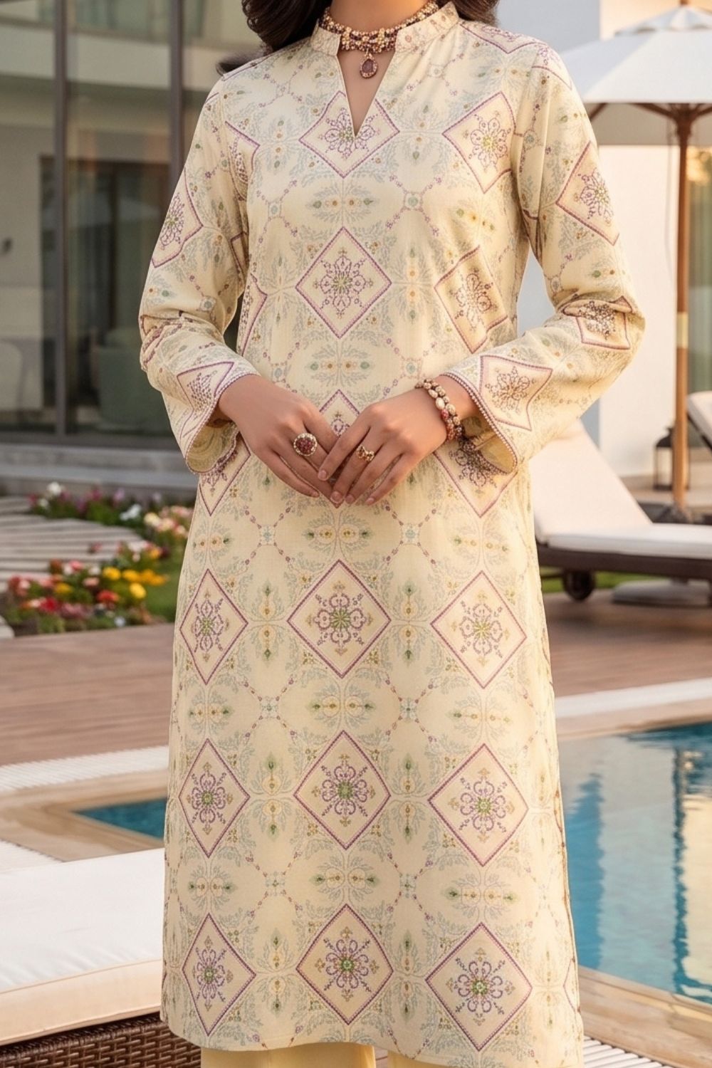 Mushtaq 2Pcs Unstitched Embroidered Lawn Riwayat Collection Desgin - 3