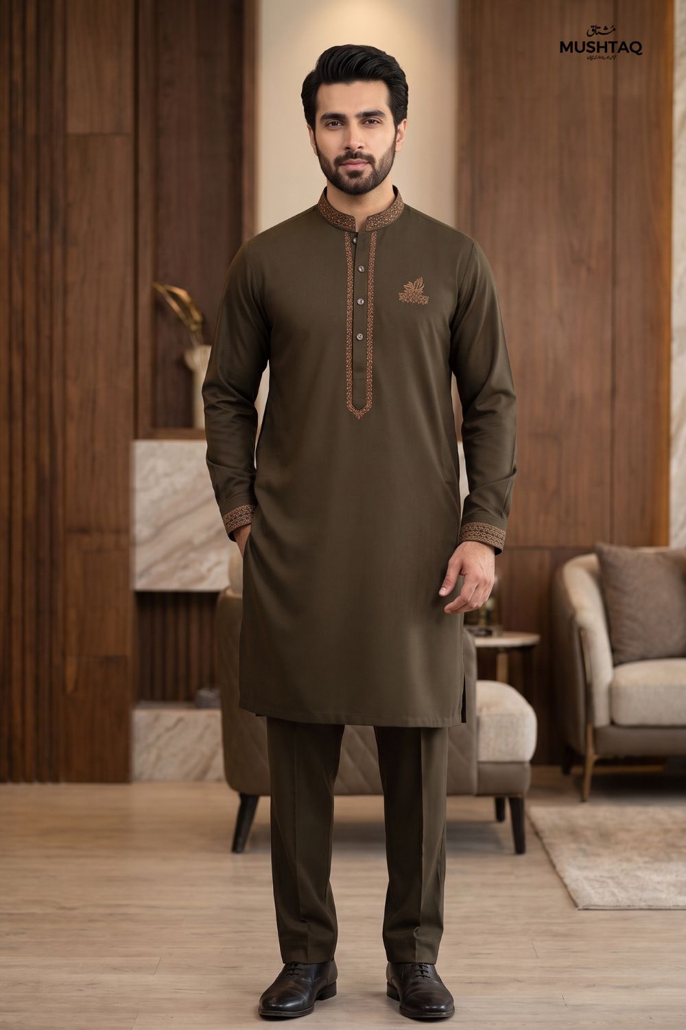 Mens Unstitched Embroiderd Wash & Wear Suit Desgin - 5