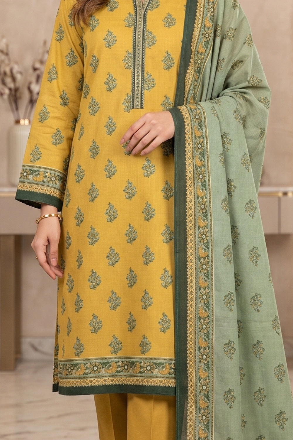 Mushtaq 3Pcs Unstitched Printed Khaddar Desgin - 3