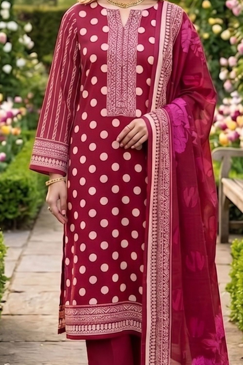 Mushtaq 3Pcs Unstitched Printed Lawn Alveena Collection Desgin - 3