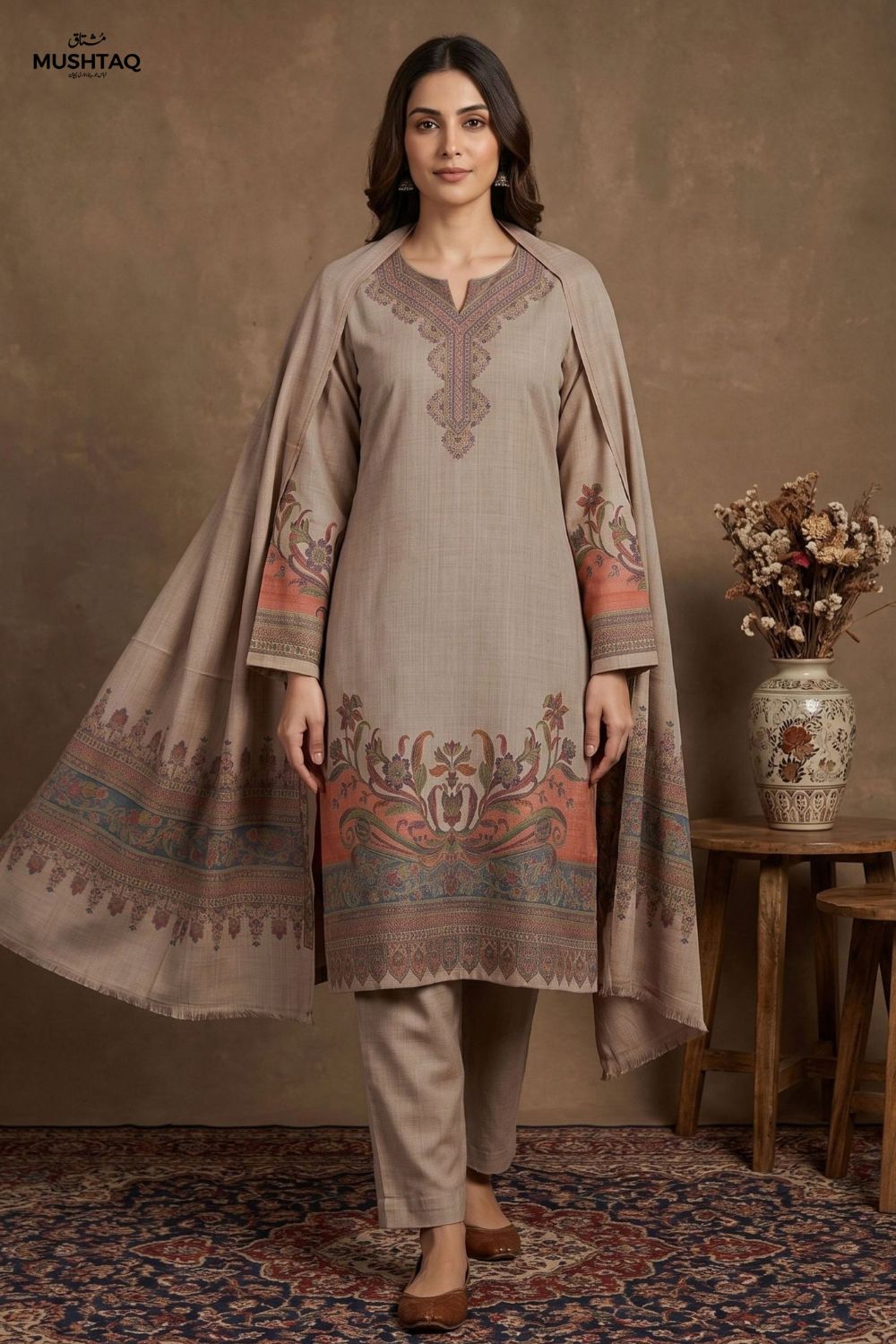 Ammar 3Pcs Unstitched Kaani Wool Jacquard Shirt Desgin - 5