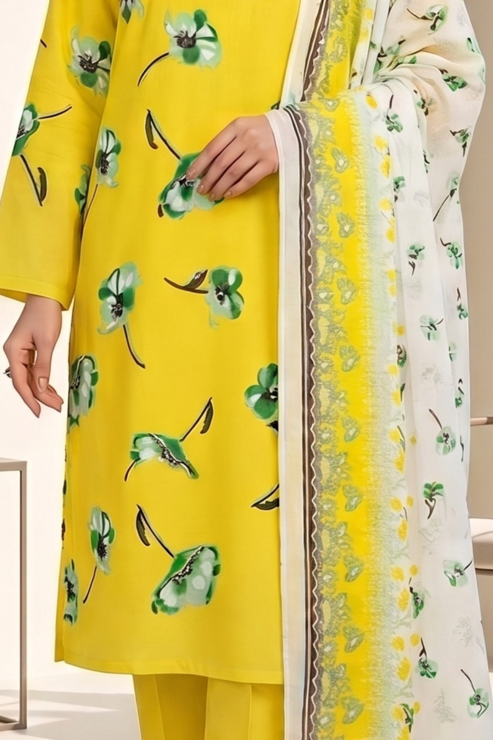 Mushtaq 3Pcs Unstitched Printed Lawn Suit Noor-e-Ain Collection Desgin - 3