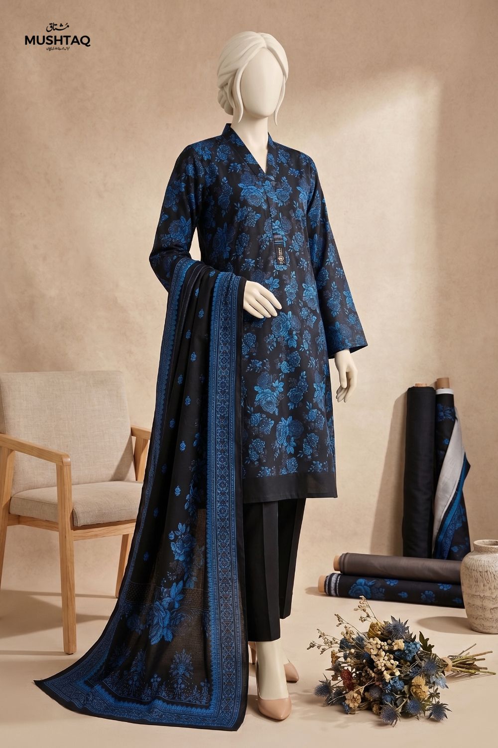 Mushtaq Rawaa Collection 3Pcs Unstitched Printed Lawn Desgin - 5