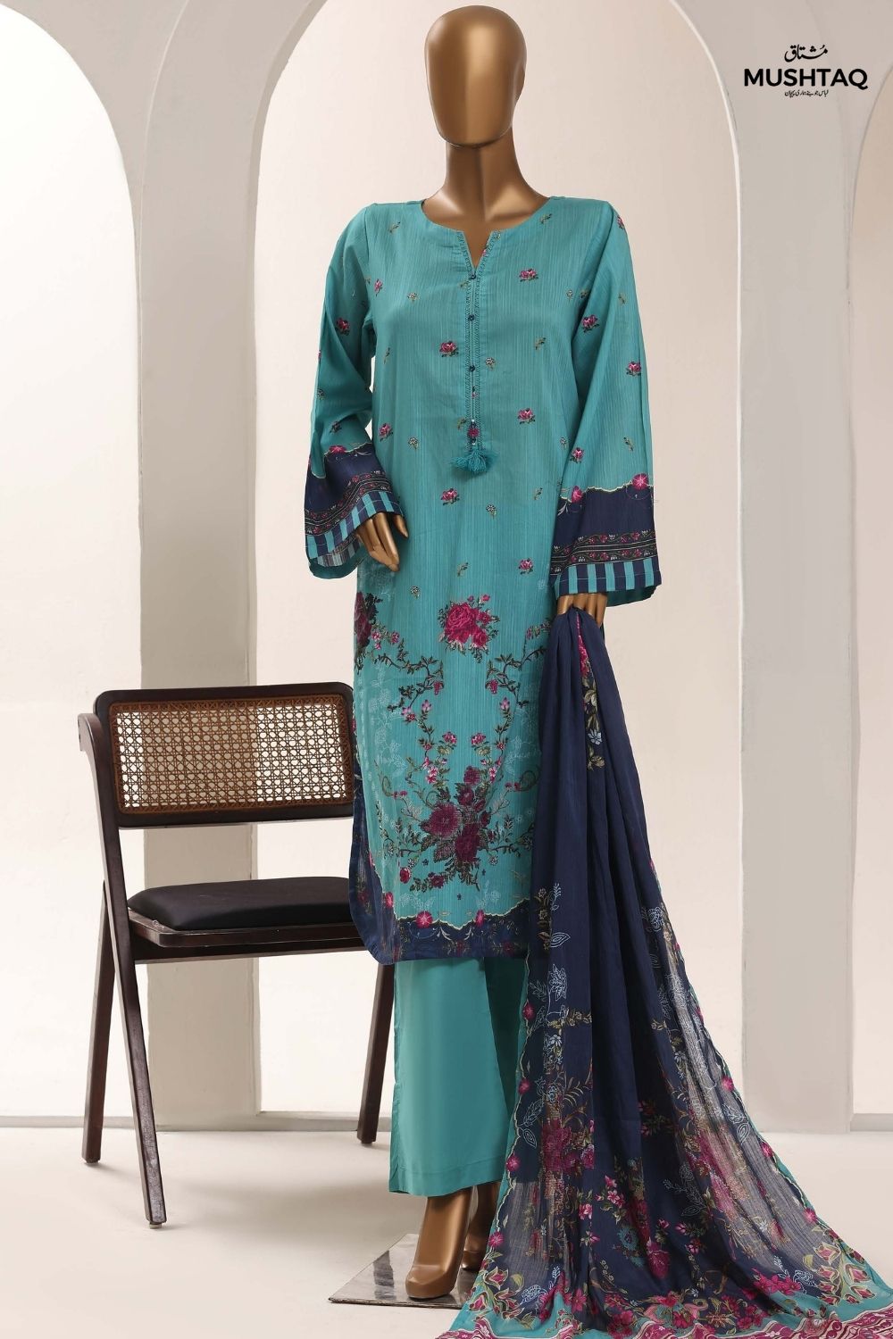 Mushtaq 3Pcs Unstitched Printed Lawn Sadabahar Collection Desgin - 5