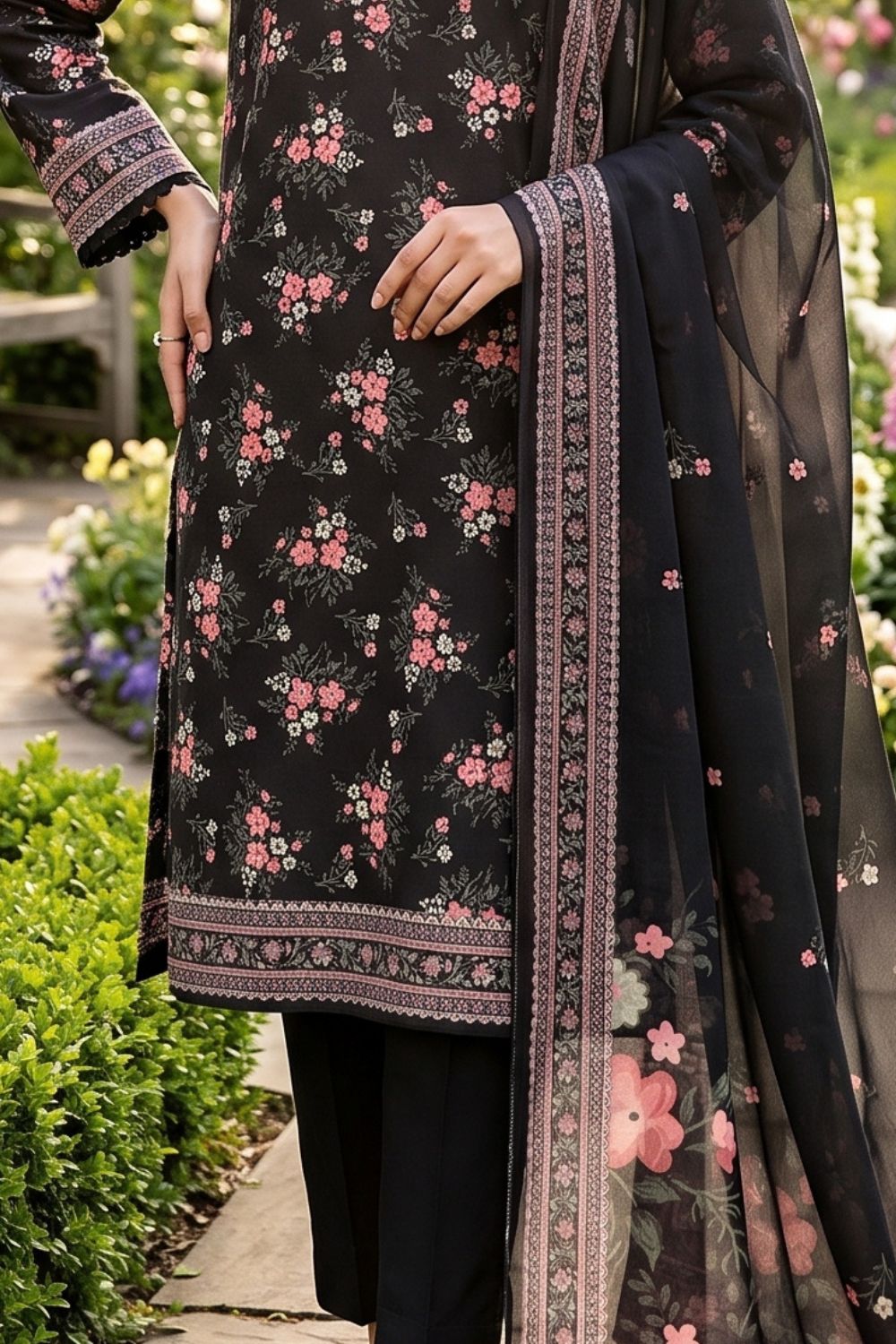 Mushtaq 3Pcs Unstitched Printed Lawn Alizy Collection Desgin - 9
