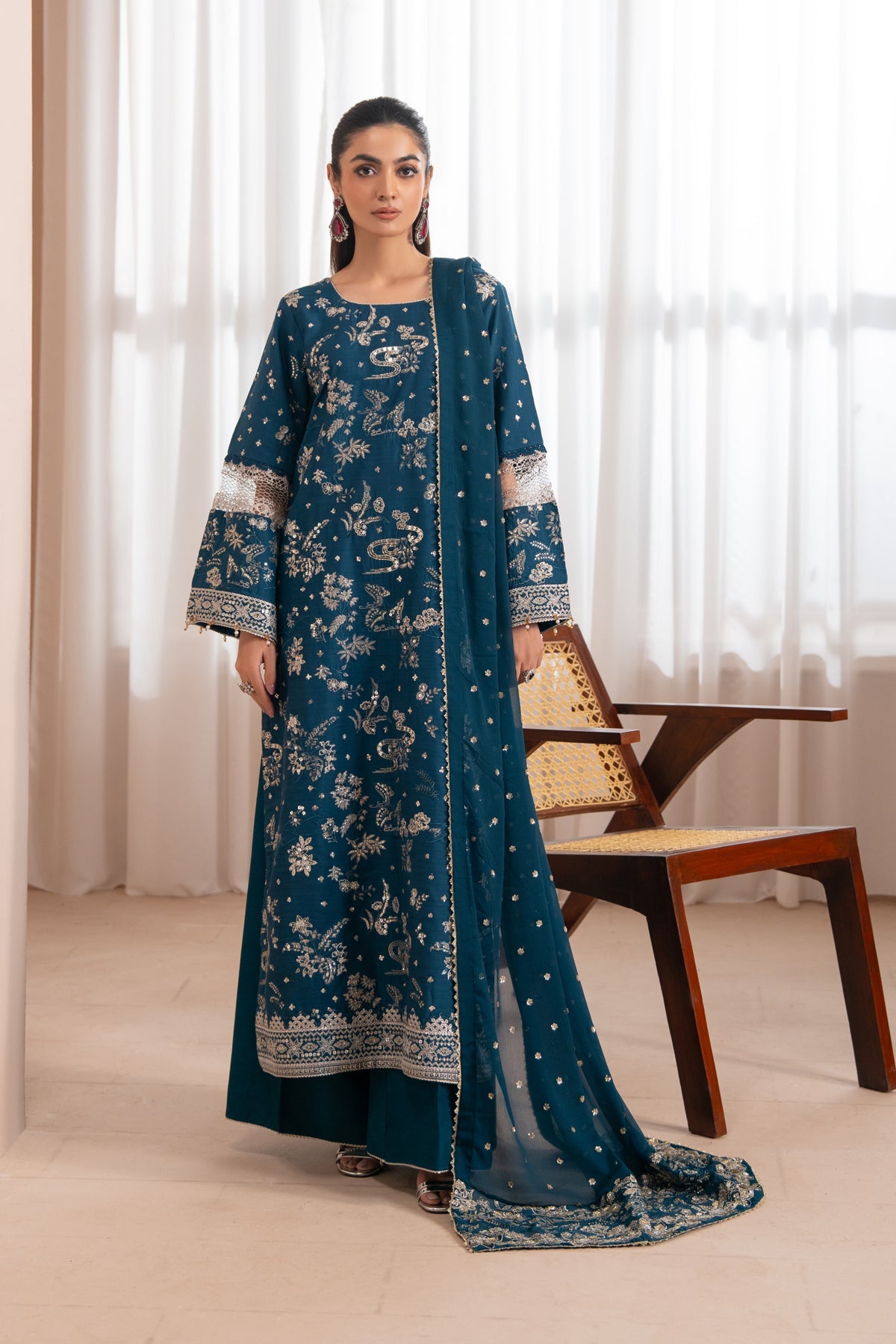 Zaeva Unstitched Embroidered Rawsilk 3 Piece Suit By Xenia Formals SAZIL