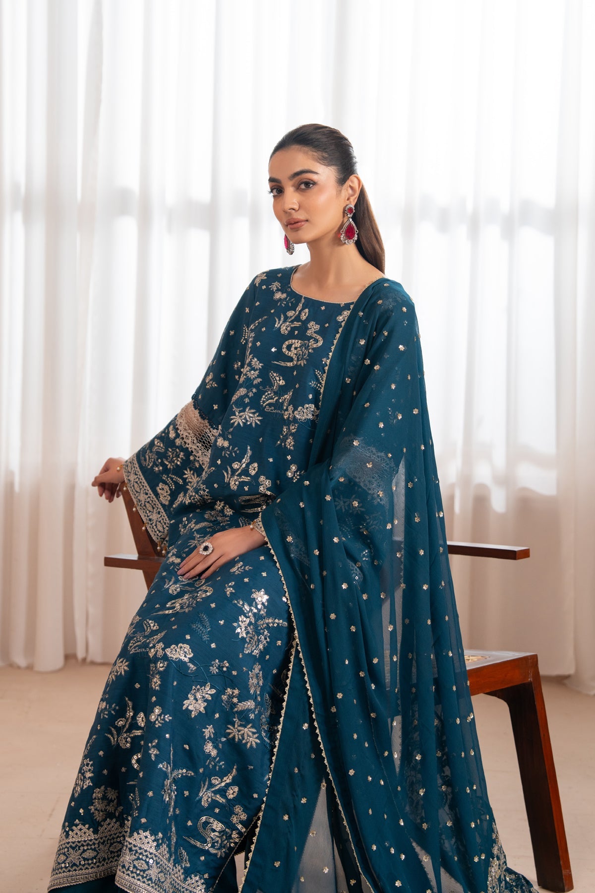 Zaeva Unstitched Embroidered Rawsilk 3 Piece Suit By Xenia Formals SAZIL