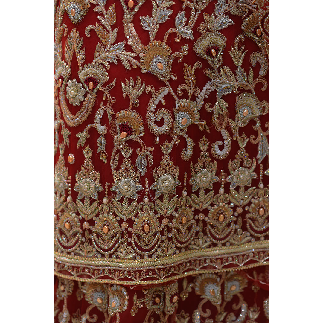 MCS BRIDAL MEHROON LEHNGA