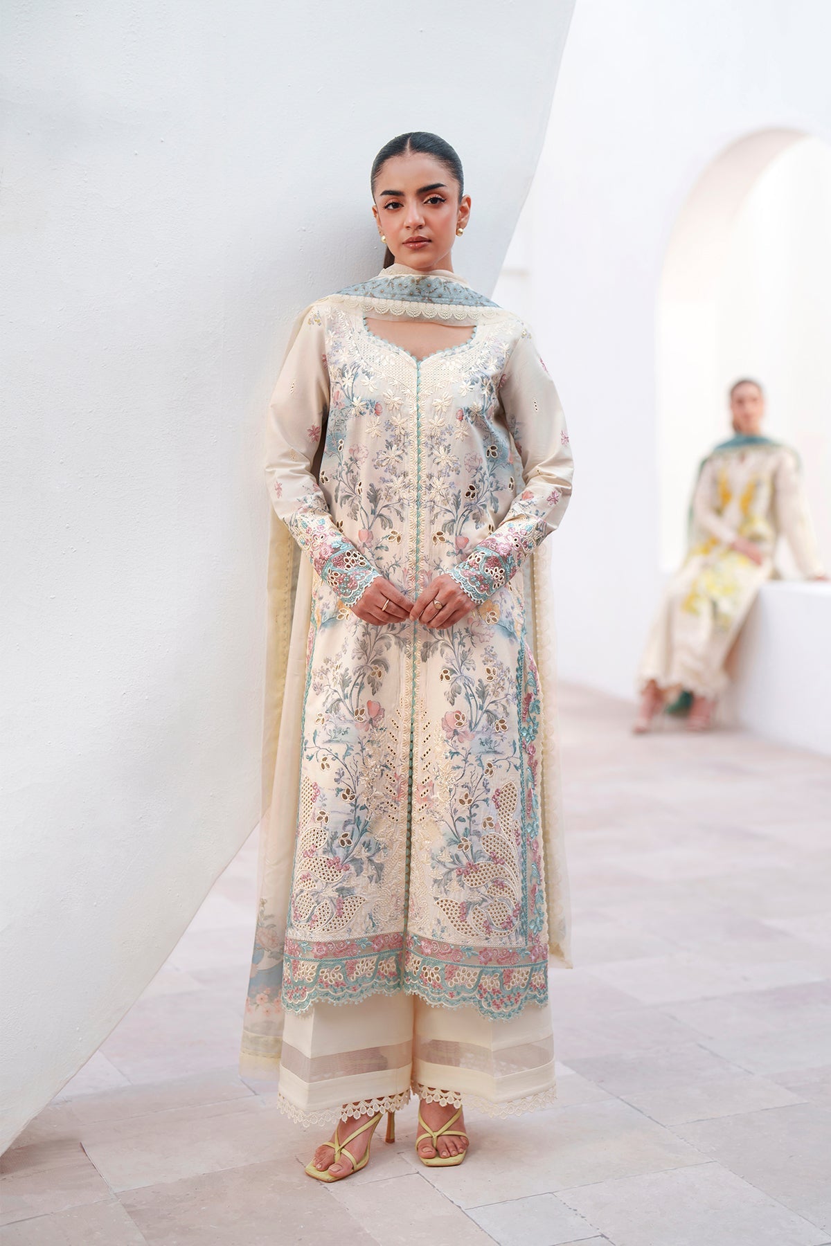 Afrozeh Festive Lawn Womenswear Unstitched Embroidered Luxury Lawn 3 Piece SuitN NURELLE