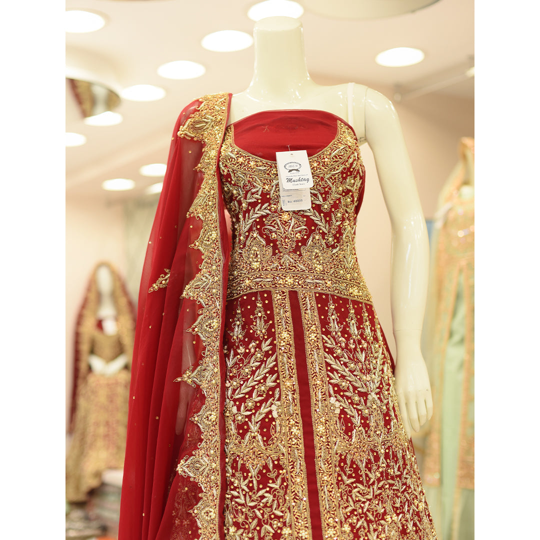 MCS BRIDAL RED LEHNGA