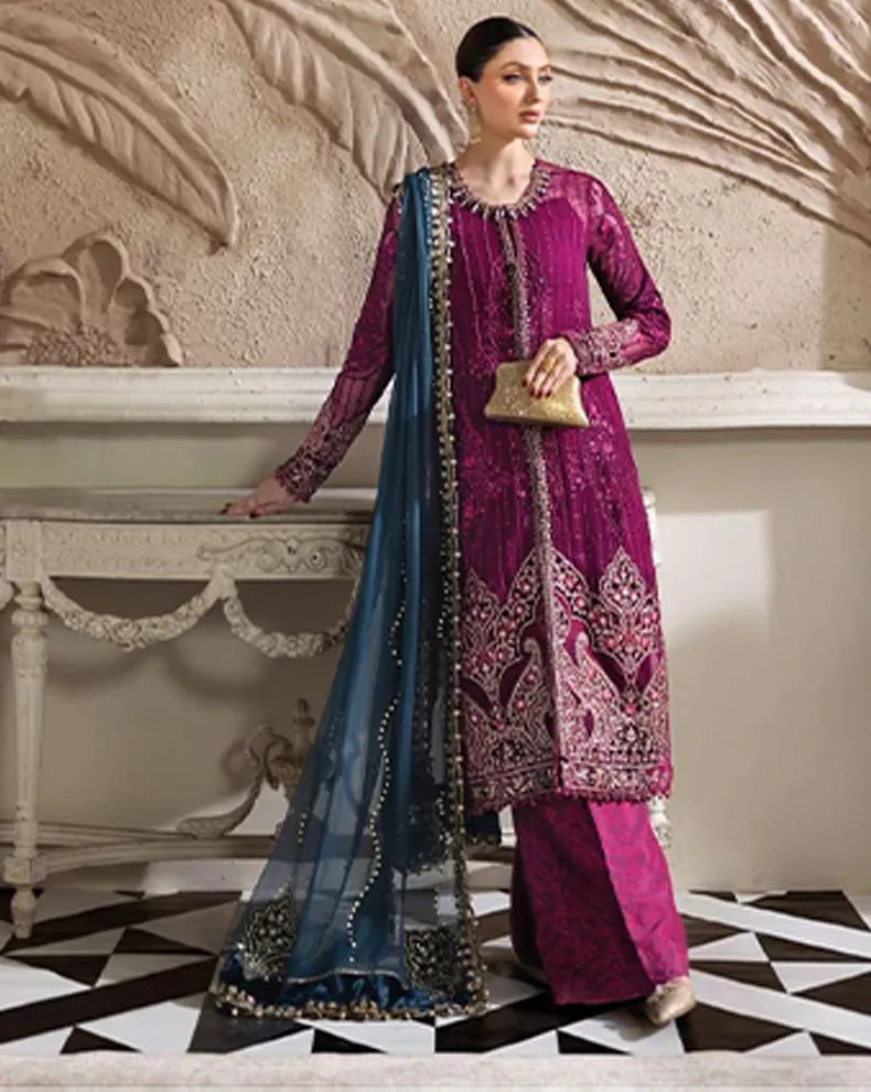 3 Piece Unstitched Embroidered Chiffon Suit | MPC-25-102
