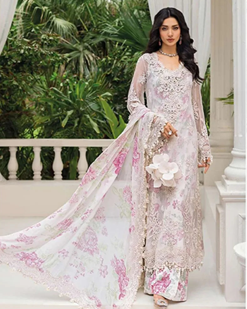 3 Piece Unstitched Embroidered Chiffon Suit | MPC-25-101