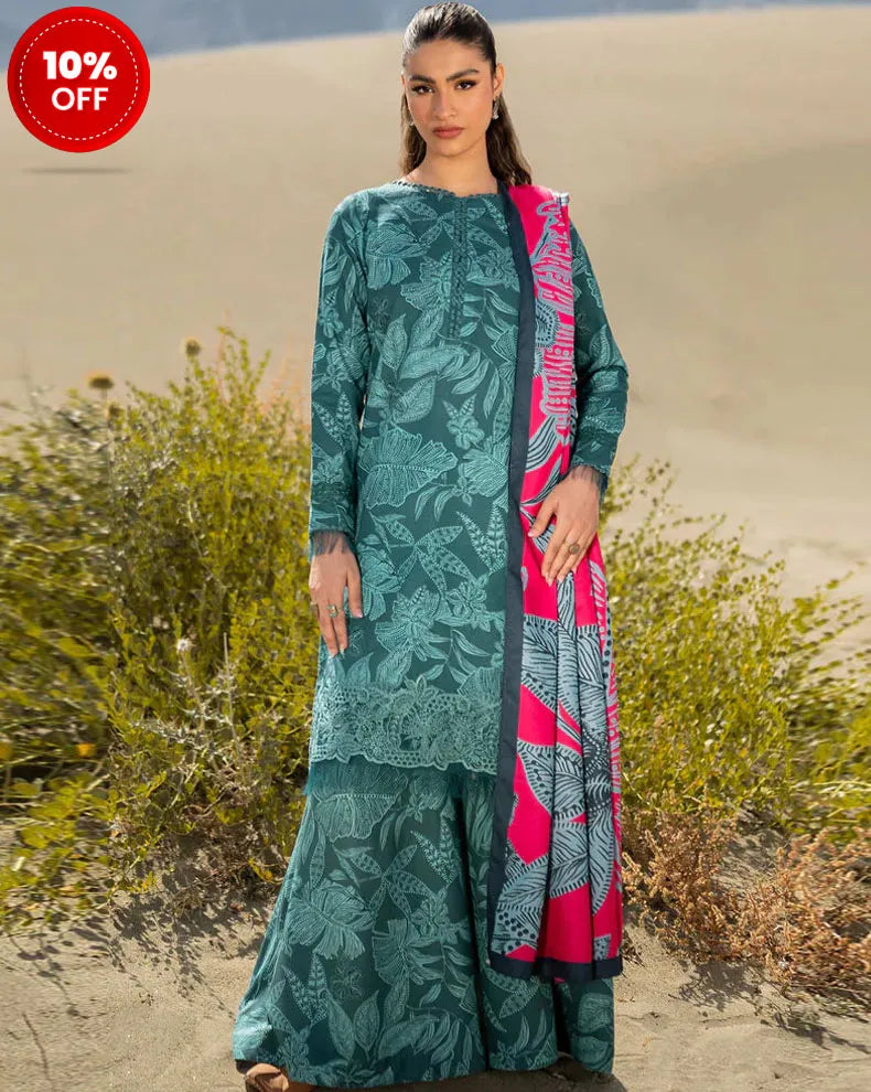 3 Pc Unstitched Printed Khaddar Suit | 509-A