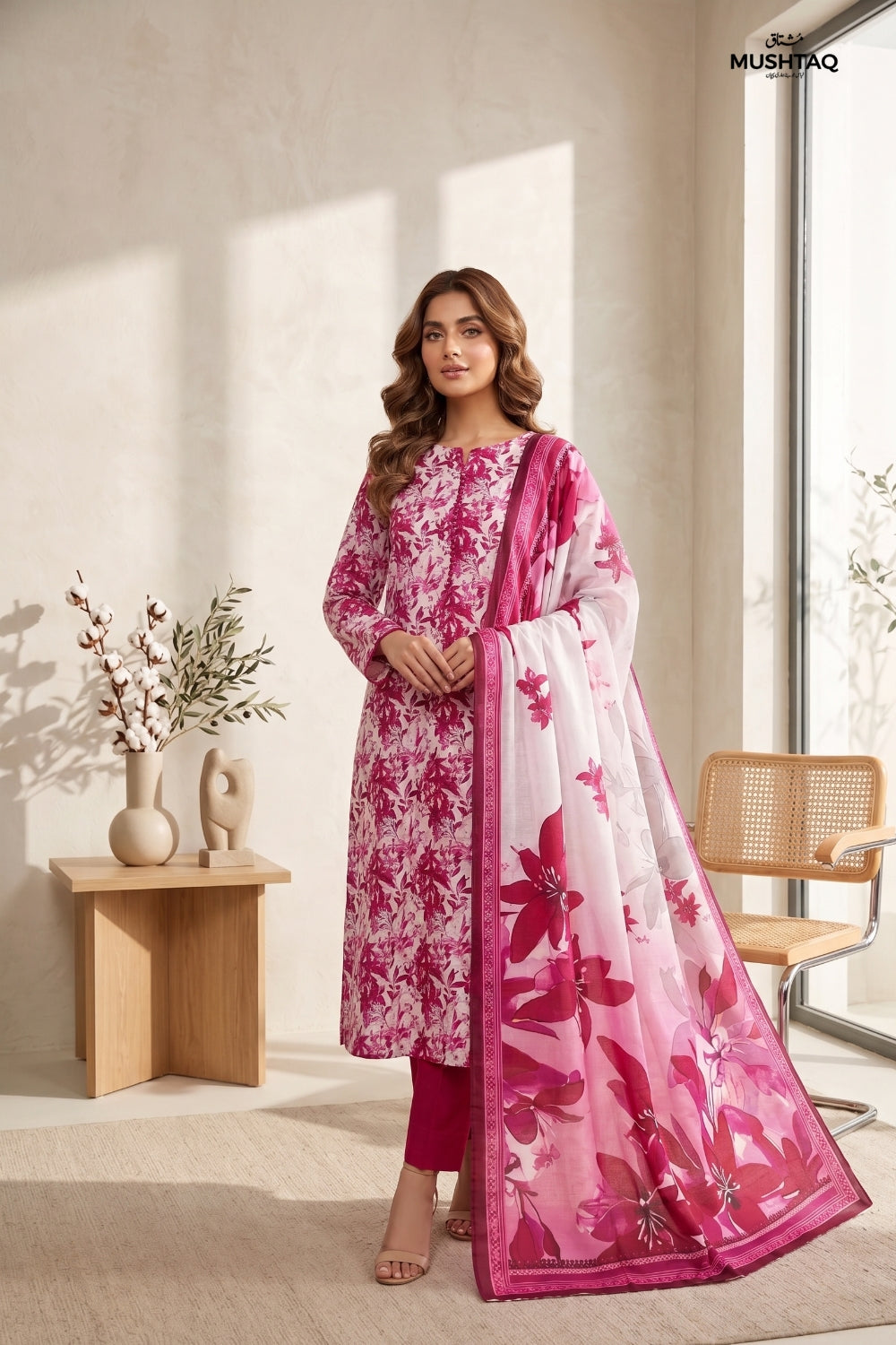 Mushtaq 3Pcs Unstitched Printed Lawn Suit Rooh Posh Collection Desgin - 4