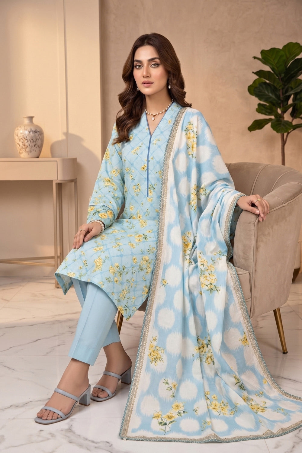 Mushtaq 3Pcs Unstitched Karandi  Sajal Collection Desgin - 5