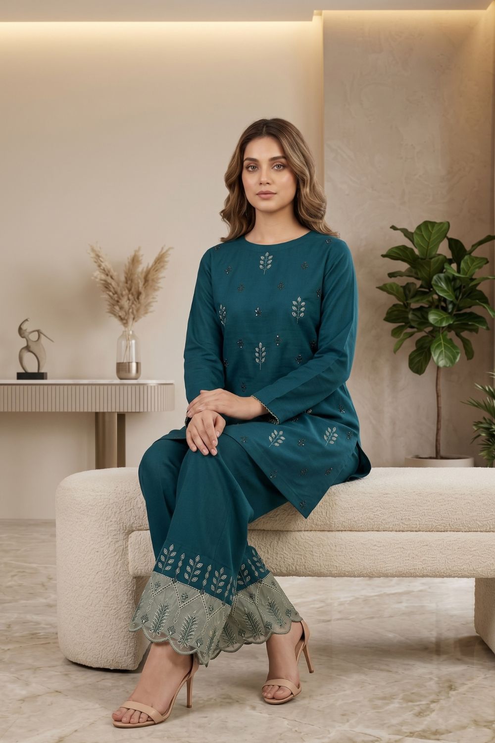 Mushtaq 2Pcs Unstitched Embroidered Marina Aroosa Collection Desgin - 5