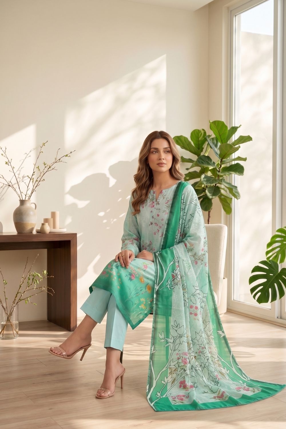 Mushtaq 3Pcs Unstitched Printed Lawn Suit Hamraah Collection Desgin - 5
