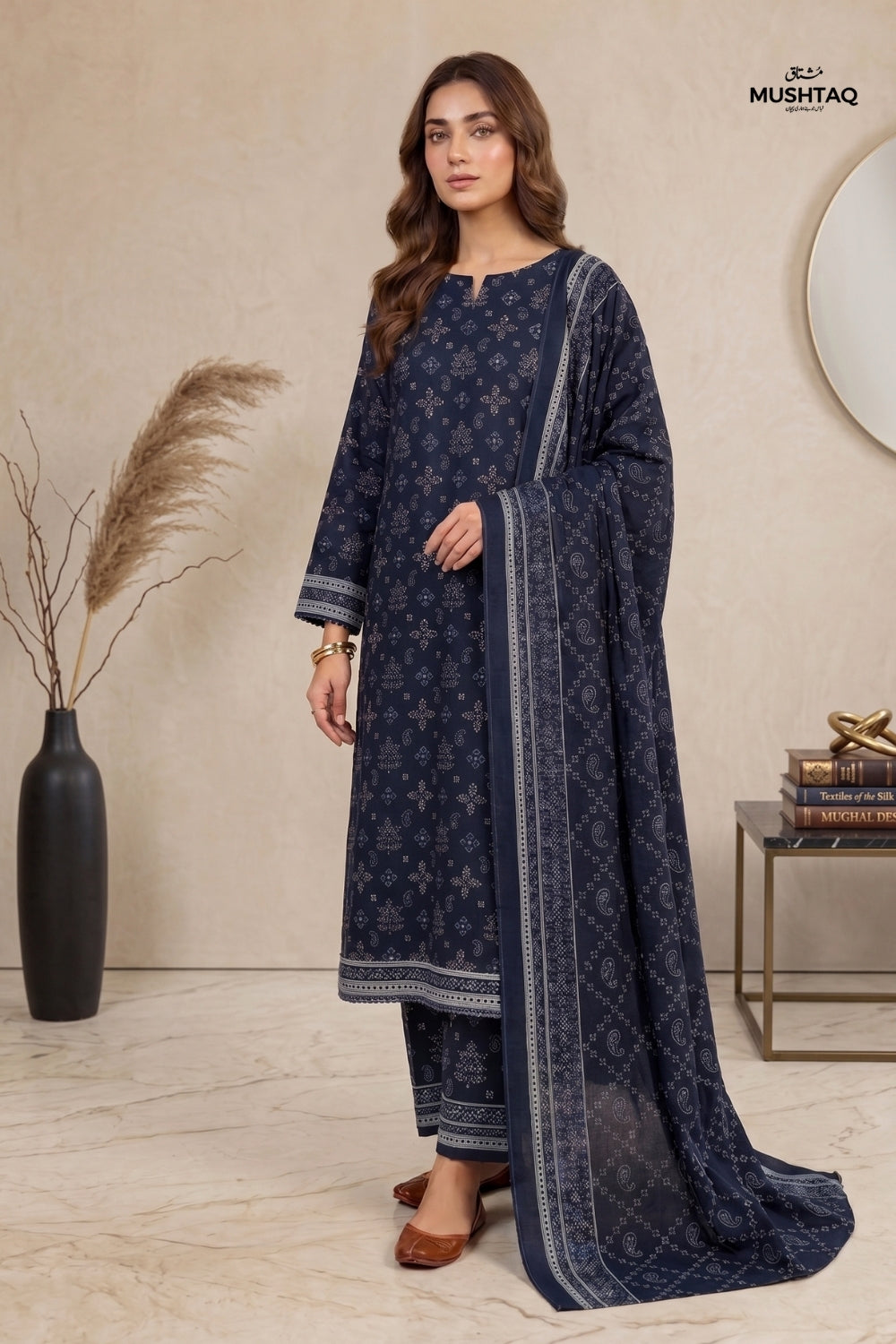 Mushtaq 3Pcs Unstitched Cotton Suit Hiba Collection Desgin - 4