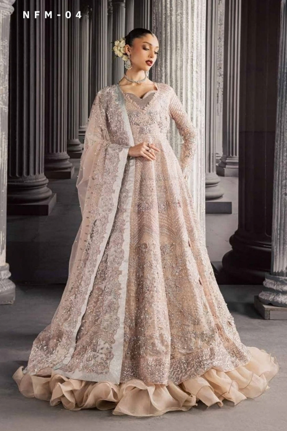 Nureh Muse 3 Piece Unstitched Embroidered Net Suit NFM-04