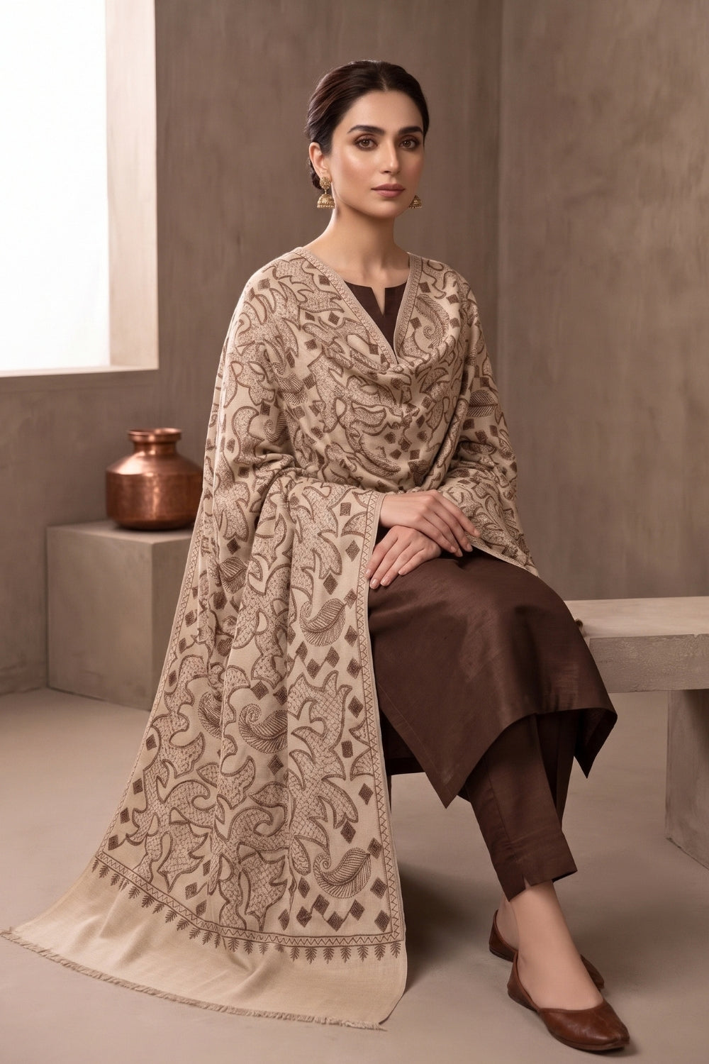 Embroiderd Pashmina Shawl Desgin - 5