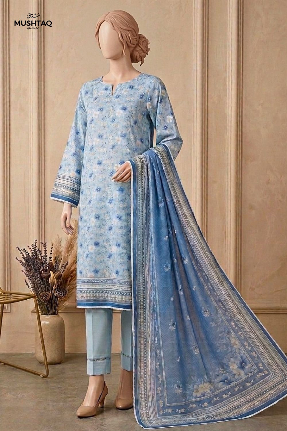 Mushtaq Zimal Collection 3Pcs Unstitched Printed Lawn Desgin - 4