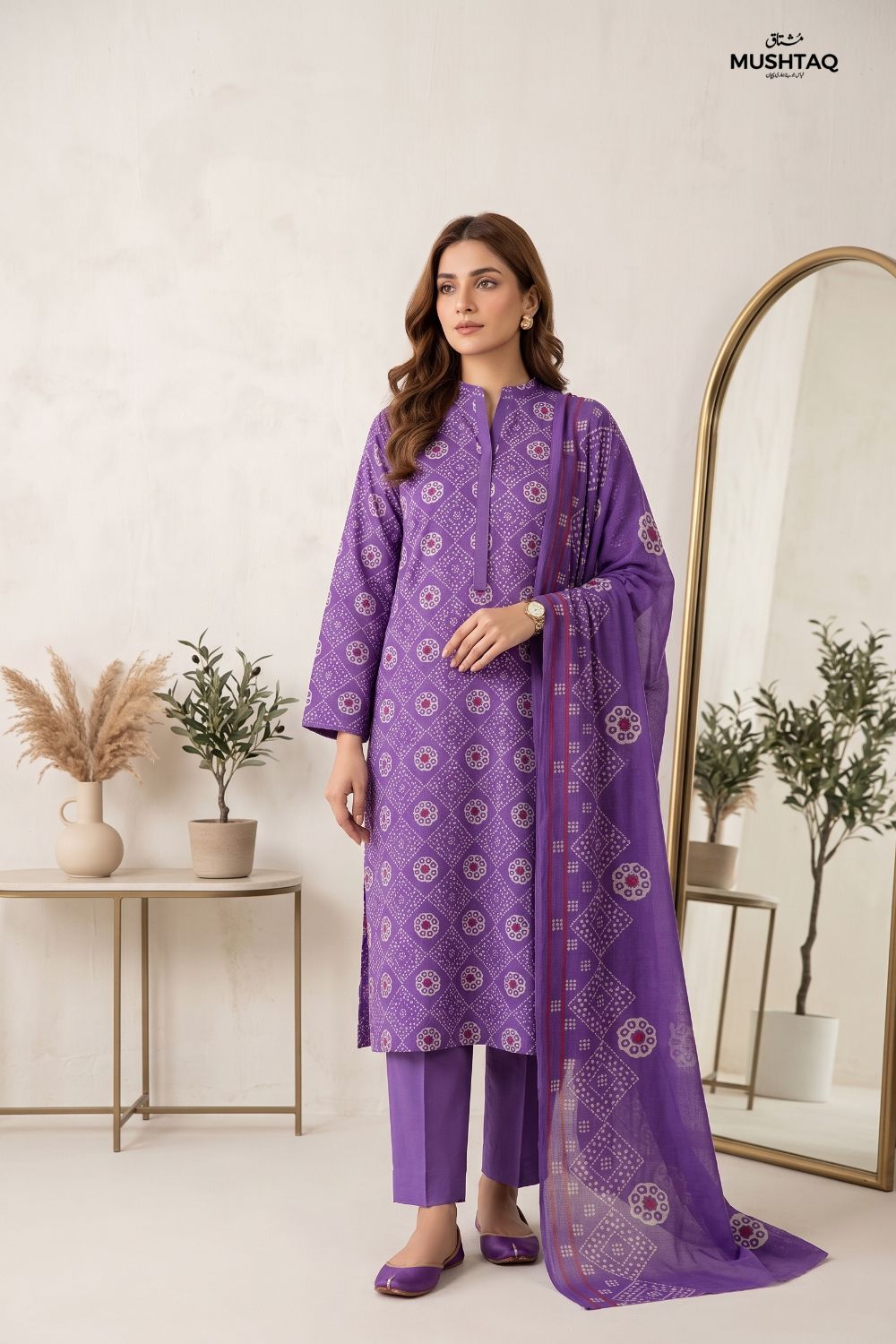 Mushtaq 3Pcs Unstitched Printed Lawn Suit Shanoor Collection Desgin - 4