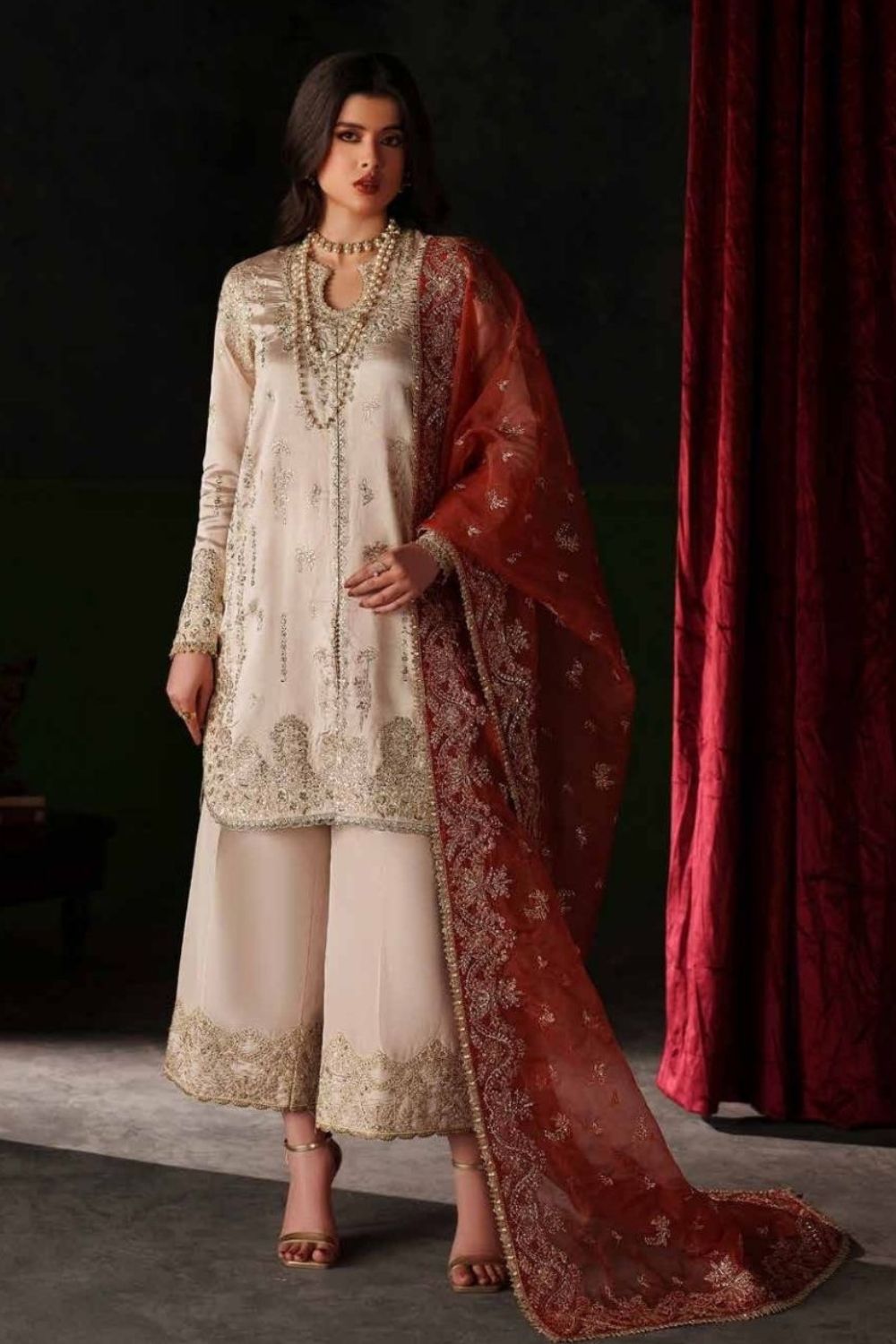 Emaan Adeel Verve Silk Edit'26  3 Piece Unstitched Embroidered Suit POISE