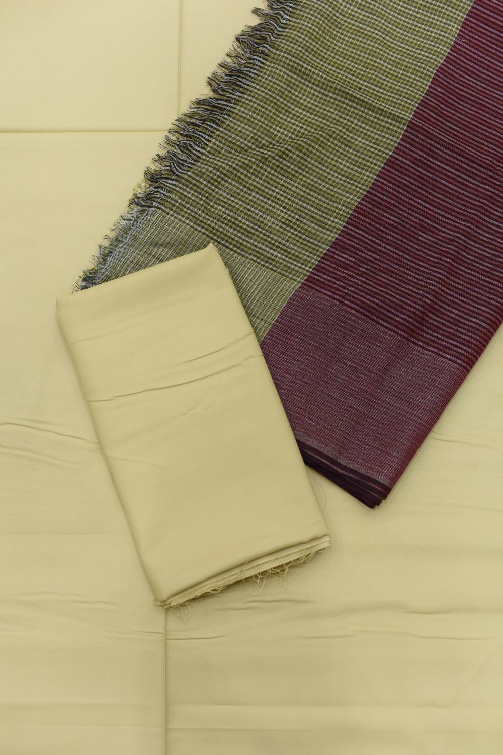 3Pcs Plain Suits with Shawl Design - 4