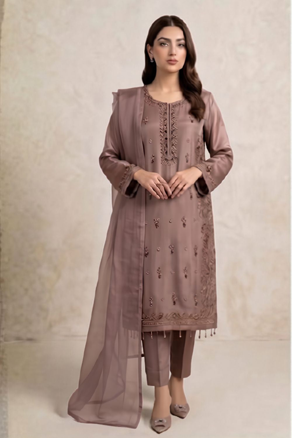 AEN-02 Party Wear by MCS Unstitched Handmade Sheesha Silk Shirt